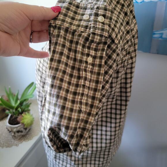 Vintage Ralph Lauren Plaid Button Front Shirt Brown Green Medium, Womens - Picture 4 of 11